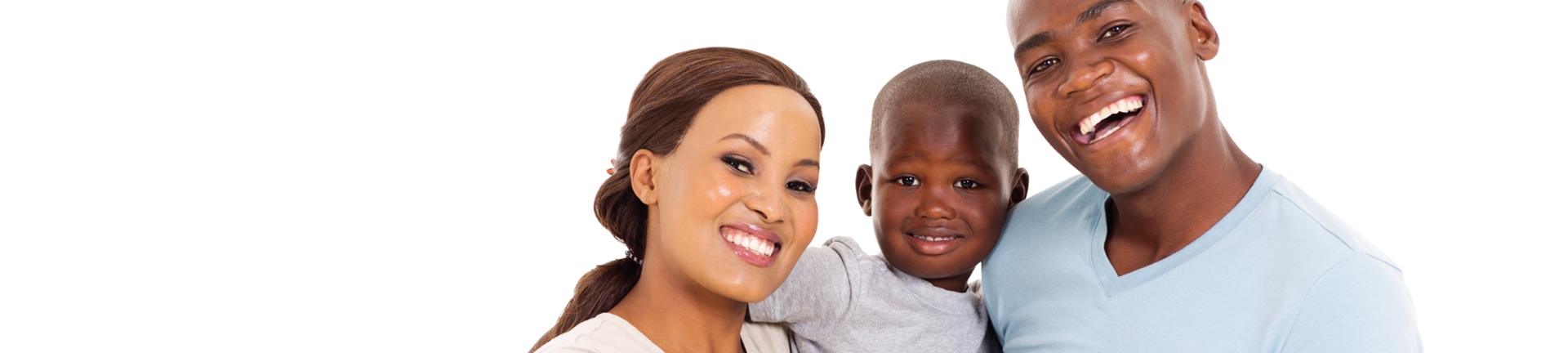 Family photo of a man, woman, and child